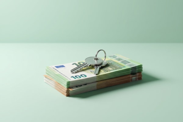 Une paire de cles sur des billets